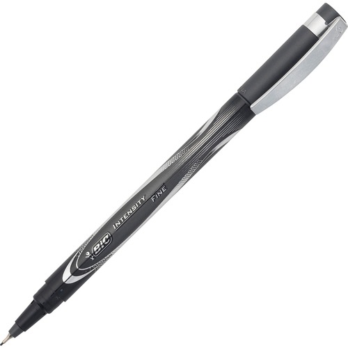 BIC Intensity Fine Point Permanent Marker Pens - Fine Pen Point - 0.5 mm Pen Point Size - Black - Black Barrel - 1 Dozen