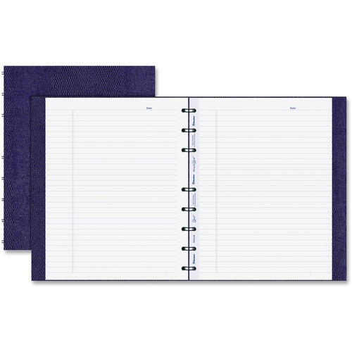Blueline MiracleBind Notebook - 150 Pages - Twin Wirebound - Ruled - 9 1/4" x 7 1/4" - White Paper - Purple Cover Ribbed - Micro Perforated, Self-adhesive Tab, Index Sheet, Hard Cover, Pocket - Recycled - 1Each - Memo / Subject Notebooks - BLIAF915086