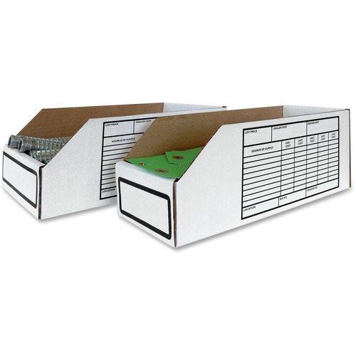 Crownhill Storage Bin - External Dimensions: 4" Width x 12" Depth x 4" Height - Fiberboard - White - For Spare Part - 25 / Pack