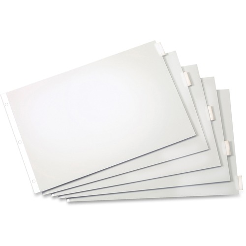 Cardinal Insertable Index Dividers - 5 x Divider(s) - Blank Tab(s) - 5 Tab(s)/Set - 17.50" Divider Width x 11.50" Divider Length - Tabloid - 11" Width x 17" Length - White Paper Divider - Clear Tab(s)