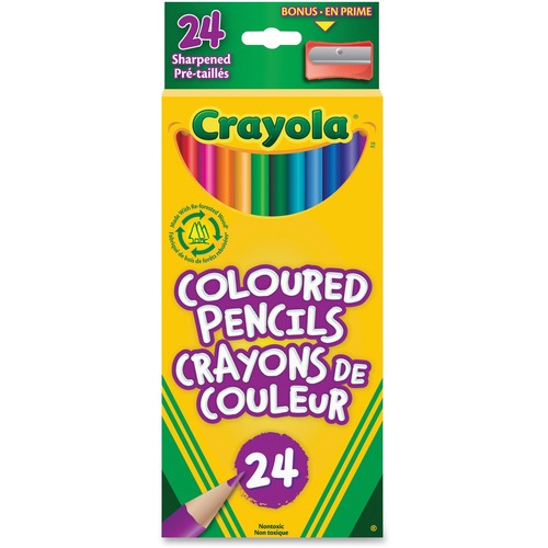 Crayola Colored Pencil - 3.3 mm Lead Diameter - Assorted Lead - Wood Barrel - 24 / Pack