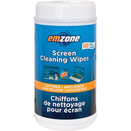 Emzone Screen Cleaning Wipes 100 / canister - For Multipurpose - Dust/Dirt-free  - For Multipurpose - Dust/Dirt-free 