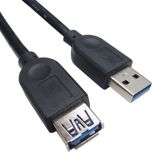 Exponent Microport USB 3.0 SuperSpeed Device Cable - 6 ft USB Data Transfer Cable - Type A Male USB - Type A Female USB - Black - 1 Each - USB Cables - EXM57564
