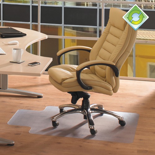 Ecotex Hard Floor Tinted Chair Mat - Floor, Hard Floor, Carpeted Floor, Home, Office - 48" Length x 36" Width x 0.065" Thickness - Lip Size 10" Length x 20" Width - Polyethylene Terephthalate (PET) - Green Tint, Tinted - 1Each