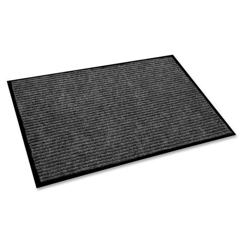 Ecotex Rib Recycled Doormat - Indoor - 72" (1828.80 mm) Length x 48" (1219.20 mm) Width - Polyester - Charcoal - 1 Each