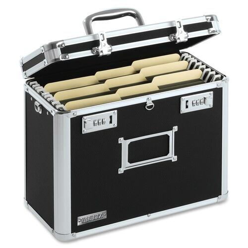 IdeaStream Locking Personal Letter Size File Tote - External Dimensions: 14" Width x 7.5" Depth x 12"Height - Media Size Supported: Letter - Black, Chrome - For File, Folder - 1 Each