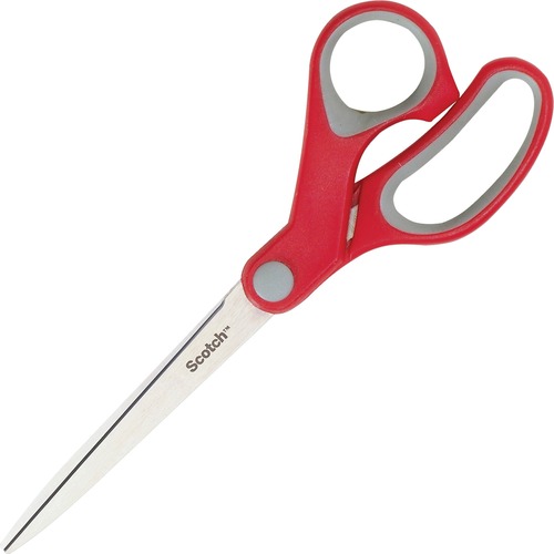 Scotch Multipurpose Scissors - 8" (203.20 mm) Overall Length - Straight - Stainless Steel - Red - 1 Each - Scissors - MMM1428ESF