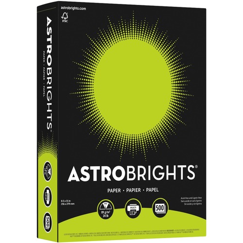 Astrobrights Inkjet, Laser Colored Paper - Terra Green - Letter - 8 1/2" x 11" - 24 lb Basis Weight - Smooth - 500 / Pack