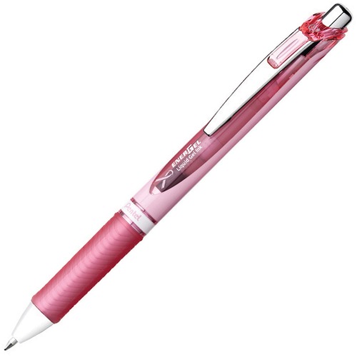 Pentel Energel Pink Ribbon Retractable Gel Pen - Medium Pen Point - 0.7 mm Pen Point Size - Refillable - Retractable - Black Gel-based Ink - Pink Barrel - 1 Each