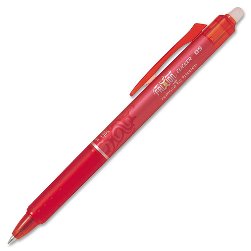 FriXion Retract Clicker Erasable Gel Ball Pen - 0.5 mm Pen Point Size - Cone Pen Point Style - Retractable - Red Gel-based Ink - Stainless Steel Tip - 1 Each - Ballpoint Stick Pens - PILBLRTFR5RD
