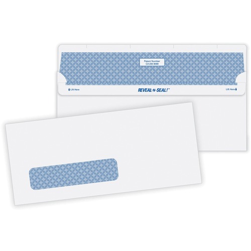 <p>Window envelopes feature a unique, aggressive adhesive that provides a strong, moisture-free seal with six times longer shelf life than normal self-seal envelopes. No messy water moisteners or glue sticks needed. Just lift the flap and press to securely seal with no removable strip to throw away. Security is enhanced by an inside printed pattern and micro perfs along the flap that can reveal evidence of tampering.</p>