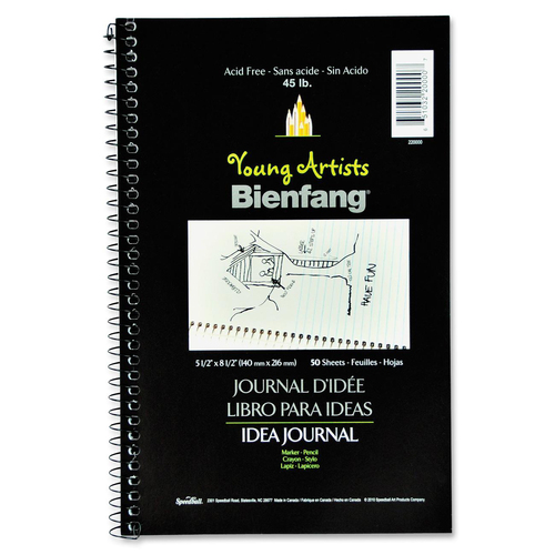 Bienfang Sketch/Write Idea Journal - 50 Sheets - Spiral - Ruled - 5 1/2" x 8 1/2" - White Paper - Acid-free - 1 Each
