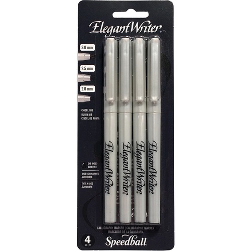 Speedball Calligraphic Pen Set - 2 mm, 2.5 mm, 3 mm Marker Point Size - Black Ink - 4 / Set - Art Pens - SBA2880