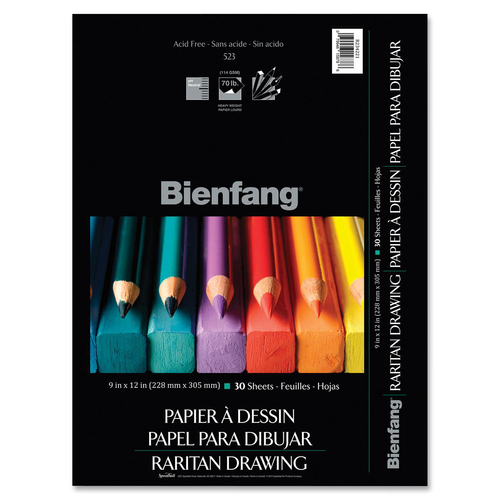 Bienfang Raritan Drawing Pad - 30 Sheets - Plain - Spiral - 70 lb Basis Weight - 9" x 12" - Heavyweight, Acid-free - 1 / Each