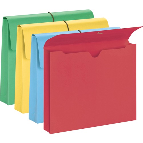 Smead Letter Recycled Expanding File - 8 1/2" x 11" - 400 Sheet Capacity - 2" Expansion - 1 Pocket(s) - Paper - Blue, Green, Red, Yellow - 10% Recycled - 10 / Box - Expanding Files - SMD77207