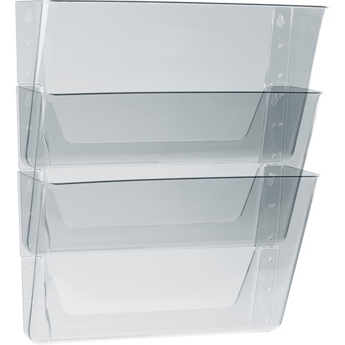 Storex Wall Pocket - 7" Height x 13" Width x 4" Depth - Unbreakable, Shatter Proof - 100% Recycled - Polycarbonate - 3 / Pack
