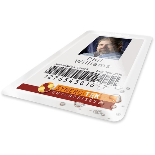 Swingline HeatSeal UltraClear Laminating Pouch - Laminating Pouch/Sheet Size: 0.56" Width x 0.75" Length x 7 mil Thickness - for ID Badge, Document - Clear - 100 / Box - Laminating Supplies - GBC00893