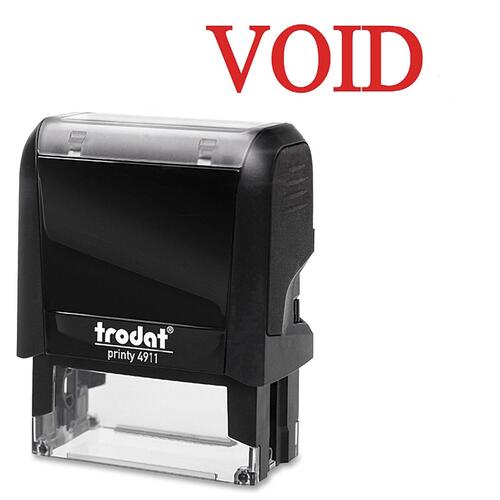 Trodat Printy Red Void Self-Inking Stamps - Message Stamp - "VOID" - 1.50" (38.10 mm) Impression Width x 0.50" (12.70 mm) Impression Length - Red - 1 Each