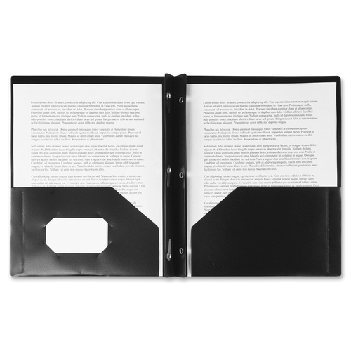 Winnable Letter Pocket Folder - Letter - 8 1/2" x 11" Sheet Size - 3 Fastener(s) - 2 Pocket(s) - Poly - Clear, Black