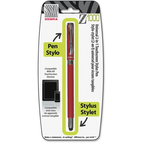 Zebra Pen Z-1000 Ballpoint/Stylus Combo Pen - Medium Pen Point - 1 mm Pen Point Size - Refillable - Black - Metal Barrel - 1 Each