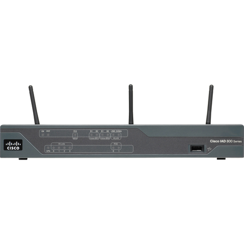 Cisco 881W Wi-Fi 4 IEEE 802.11n  Wireless Integrated Services Router - 2.40 GHz ISM Band - 3 x Antenna - 6.75 MB/s Wireless Speed - 4 x Network Port - 1 x Broadband Port - USB - PoE Ports - Fast Ethernet - Desktop