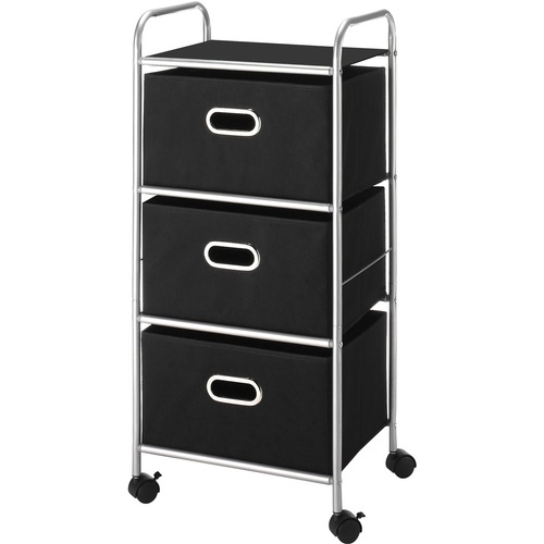 Whitmor Drawer Cart - 3 Drawer - 4 Casters - Polypropylene - 17.24" Width x 12.99" Depth x 35" Height - Black