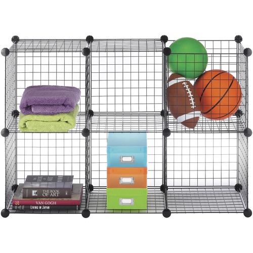 Whitmor Storage Cubes - 6 Compartment(s)Floor - Durable, Interlockable - Black - Steel, Plastic - 1