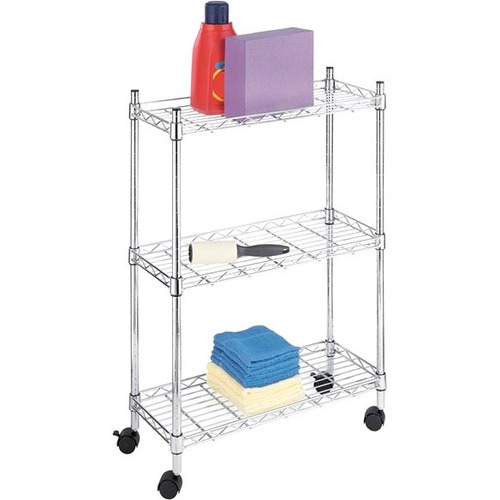 Whitmor Laundry Cart - 3 Shelf - Steel - 22.50" Width x 9.13" Depth x 31.75" Height - Chrome