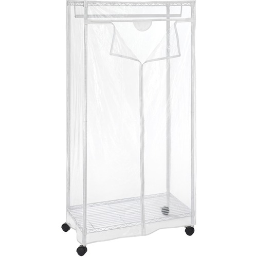 Whitmor Garment Rack - 70.3" Height x 36.8" Width x 19" Depth - Zippered, Durable, Built-in Wheels - White - Steel, Vinyl