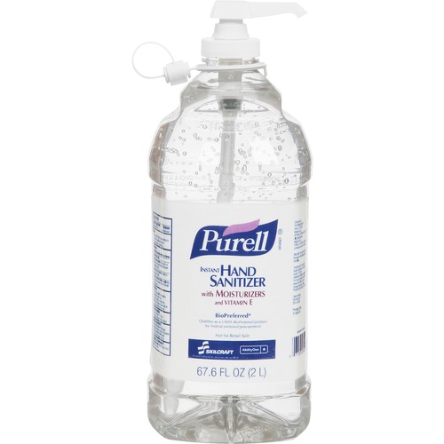 SKILCRAFT Hand Sanitizer - Citrus Scent - 67.6 fl oz (2 L) - Pump Bottle Dispenser - Kill Germs - Hand - Translucent - Non-sticky, Non-toxic - 4 / Box