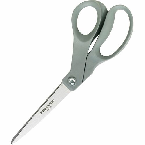 Fiskars Contoured Everyday Scissors - 3.50" Cutting Length - 8" Overall Length - Bent - Stainless Steel - Pointed Tip - Silver - 1 Each