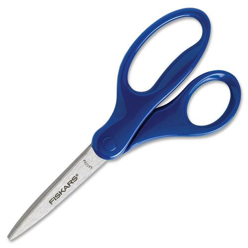 Fiskars Student Scissors - 2.75" Cutting Length - 7" Overall Length - Straight - Stainless Steel - Pointed Tip - Assorted - 1 Each