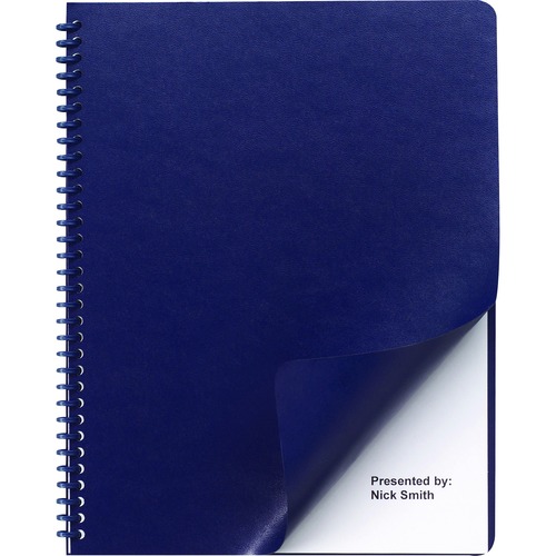 GBC Binding Presentation Covers - 11.3" Height x 8.8" Width - For Letter 8 1/2" x 11" Sheet - Square - Navy - Faux Leather - 200 / Box