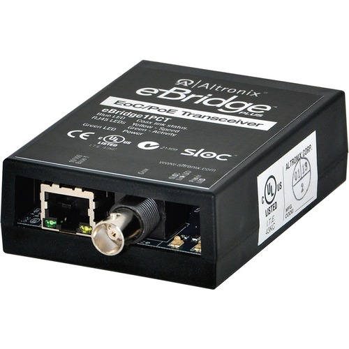 Altronix IP and PoE over Coax Transceiver - Network (RJ-45) - 1x PoE (RJ-45) Ports - 10/100Base-TX - 0.46 km - Desktop