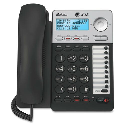 AT&T ML17929 Standard Phone - Black, Gray - 2 x Phone Line - Speakerphone - Answering Machine - Hearing Aid Compatible