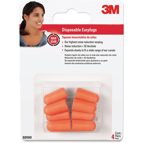 3M E-A-R Disposable Ear Plug - Noise Reduction Rating Protection - Foam - 4 / Pack