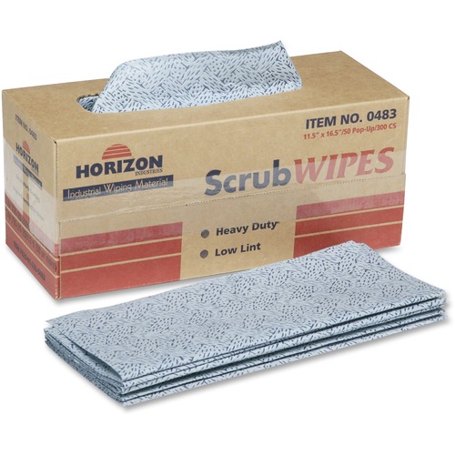 SKILCRAFT Heavy-duty Scrub Wipes - 11.50" Width x 16.50" Length - Blue - Polypropylene - 300/Pack - 300 / Box