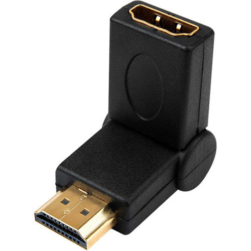 4XEM 90 Degree Swivel HDMI A Male To HDMI A Female Adapter - 1 x 19-pin HDMI (Type A) Digital Audio/Video Female - 1 x 19-pin HDMI (Type A) Digital Audio/Video Male - Gold Connector - Gold Contact - Black - 1