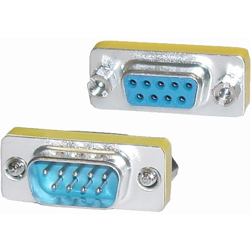 4XEM DB9 Serial 9-Pin Male To Female Adapter - 1 x 9-pin DB-9 Serial Male - 1 x 9-pin DB-9 Serial Female - Silver, Yellow