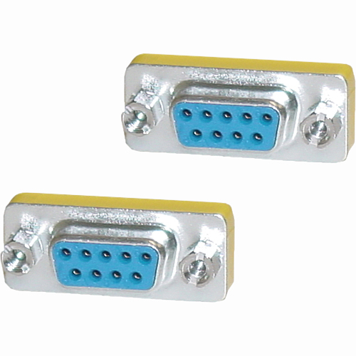 4XEM DB9 Serial 9-Pin Female To Female Adapter - 1 x 9-pin DB-9 Serial Female - 1 x 9-pin DB-9 Serial Female - 1920 x 1200 Supported - Yellow, Silver
