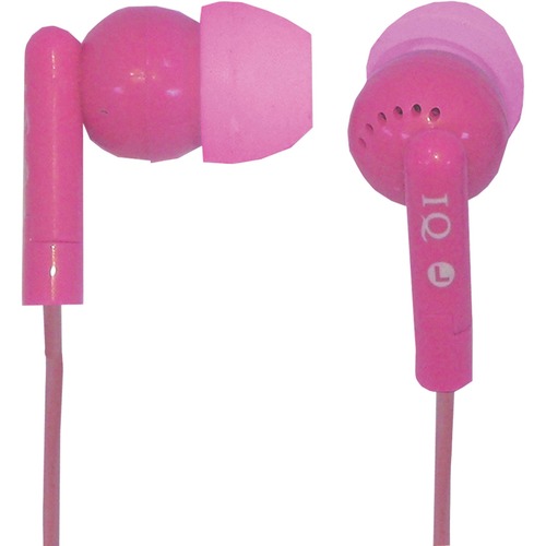 IQ Sound Digital Noise Reduction Stereo Earphones - Stereo - Pink - Mini-phone (3.5mm) - Wired - 32 Ohm - Earbud - Binaural - In-ear - 4 ft Cable