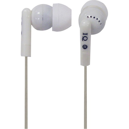IQ Sound Digital Noise Reduction Stereo Earphones - Stereo - White - Mini-phone (3.5mm) - Wired - 32 Ohm - Earbud - Binaural - In-ear - 4 ft Cable