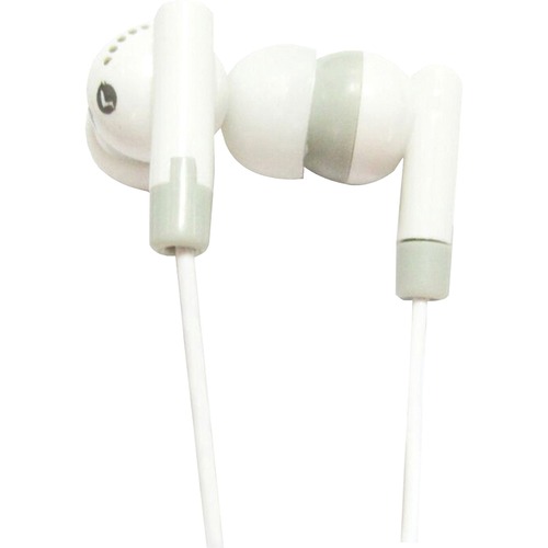 IQ Sound Digital Stereo Earphones - Stereo - Mini-phone (3.5mm) - Wired - 20 Hz to 20 kHz - Earbud - Binaural - In-ear - 3.50 ft Cable - White