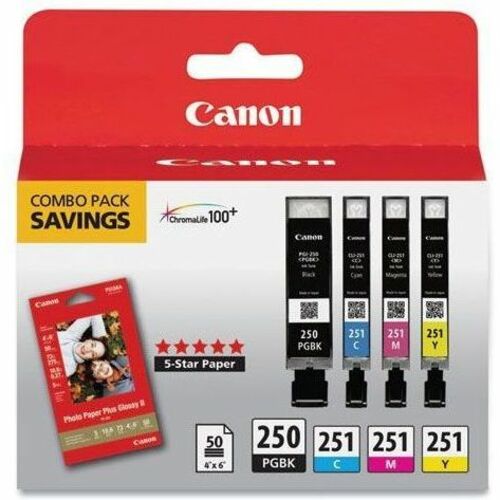 Canon Standard Yield Inkjet Ink Cartridge - Combo Pack - Pigment Black, Magenta, Yellow, Cyan - 4 / Pack
