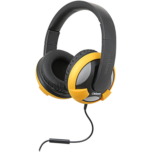 SYBA Multimedia Oblanc U.F.O. Yellow Stereo Headphone w/In-line Microphone - Stereo - Mini-phone (3.5mm) - Wired - 32 Ohm - 20 Hz - 20 kHz - Over-the-head - Binaural - Circumaural - 5.17 ft Cable - Yellow, Black