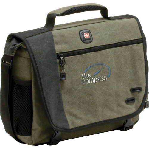 Wenger ZINC Carrying Case (Briefcase) for 14.1" Notebook - Green, Gray - Handle, Shoulder Strap - 13" Height x 14" Width x 4" Depth