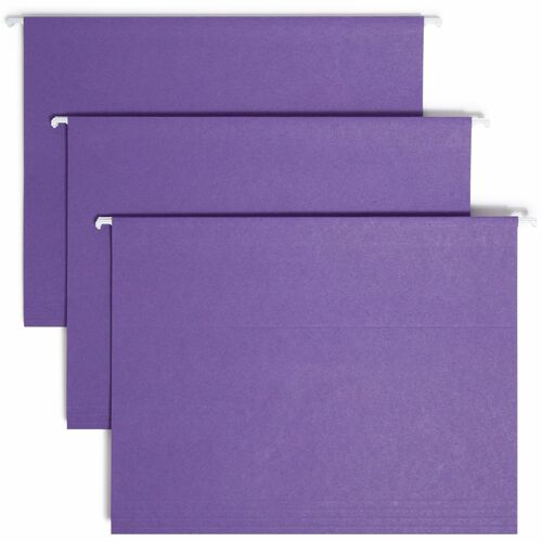 Smead 1/3 Tab Cut Letter Recycled Hanging Folder - 8 1/2" x 11" - Top Tab Location - Assorted Position Tab Position - Poly - Purple - 10% Paper Recycled - 25 / Box