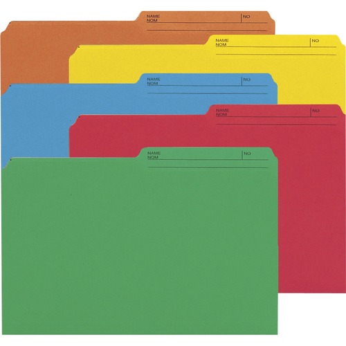 Smead 1/2 Tab Cut Legal Recycled Top Tab File Folder - 9 1/2" x 14 5/8" - Paper - Assorted - 10% Recycled - 50 / Pack - Top Tab Colored Folders - SMD15394