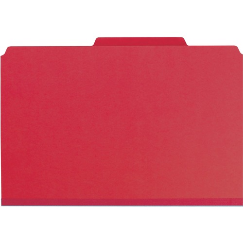 Smead Colored Pressboard Fastener Folders with SafeSHIELD® Coated Fastener Technology - Legal - 8 1/2" x 14" Sheet Size - 1/3 Tab Cut - Assorted Position Tab Location - 23 pt. Folder Thickness - Pressboard - Bright Red - Recycled