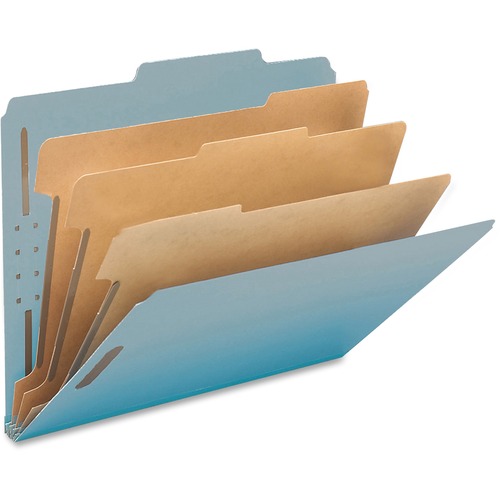 Smead 2/5 Tab Cut Letter Recycled Classification Folder - 3" Folder Capacity - 8 1/2" x 11" - 3" Expansion - 2 x 2K Fastener(s) - Top Tab Location - Right of Center Tab Position - 3 Divider(s) - Blue - 100% Paper Recycled - 10 / Box